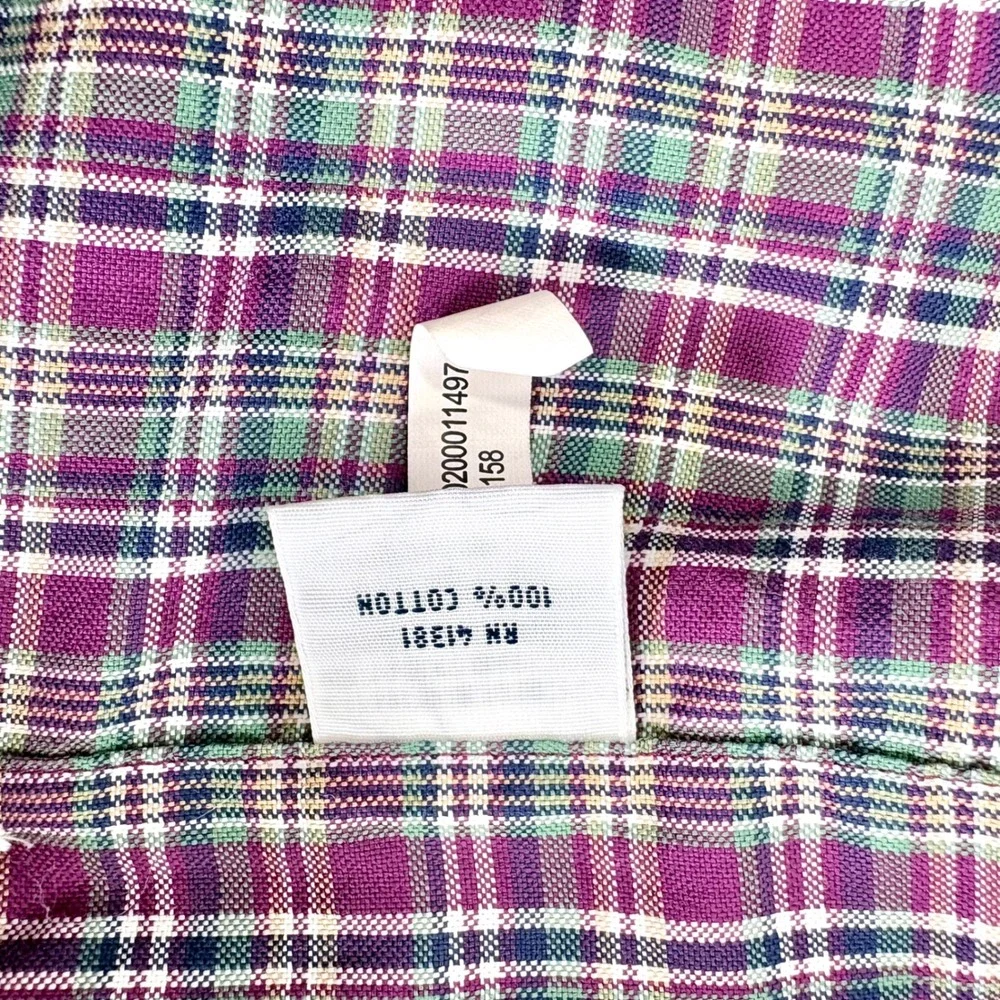 Polo Ralph Lauren Button Down Shirt Purple Green Plaid Cotton‎ Mens Large
